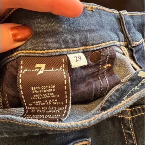 7 for All Mankind The Skinny Dark Wash Jeans - Picture 8 of 10